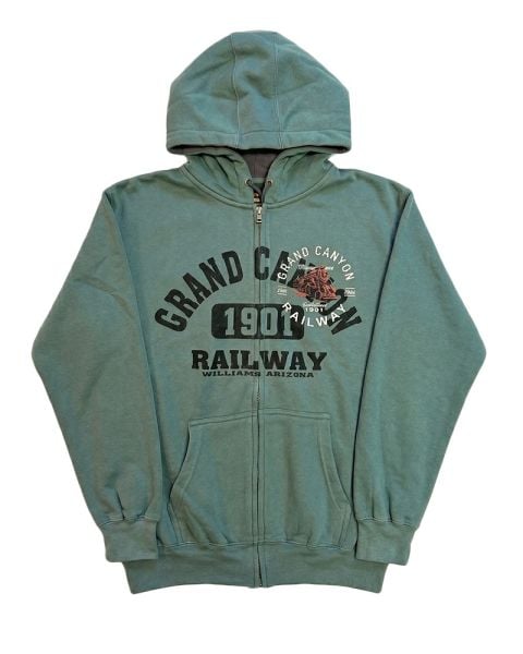 Grand Canyon Railway Mallard Green Full Zip Hooded Sweatshirt